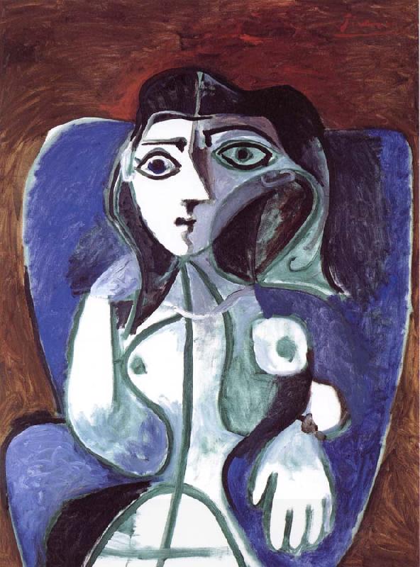 pablo picasso woman in a blue armcbair oil painting picture